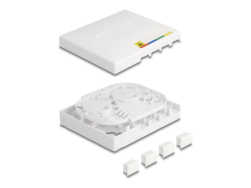 Delockin seinäasennettava valokuituliitäntärasia FTTH 4 x SC simplex tai LC duplex