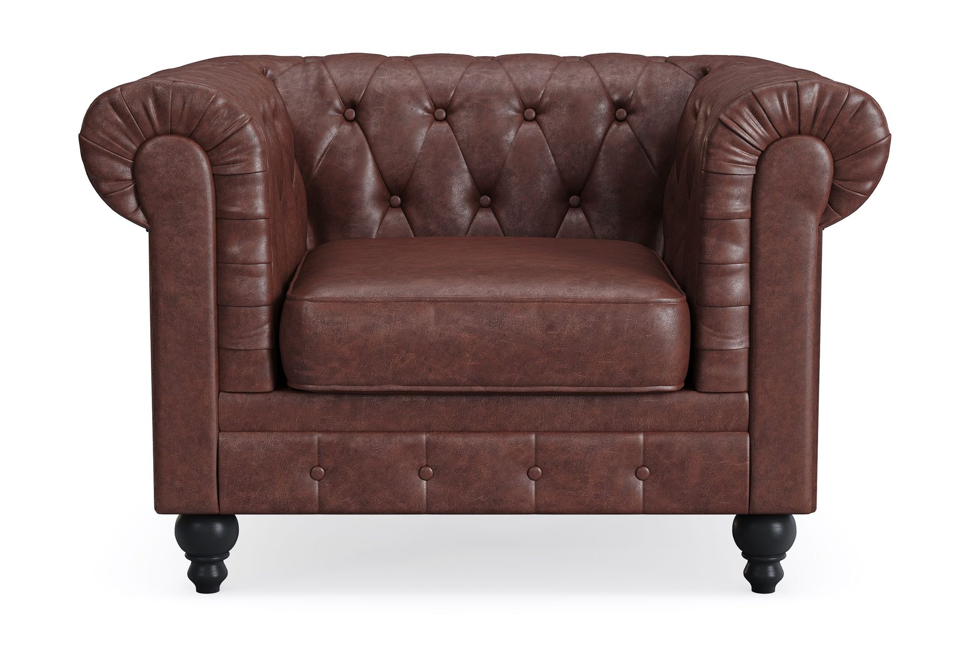 Chesterfield Lyx keinonahkanojatuoli – Tummanruskea