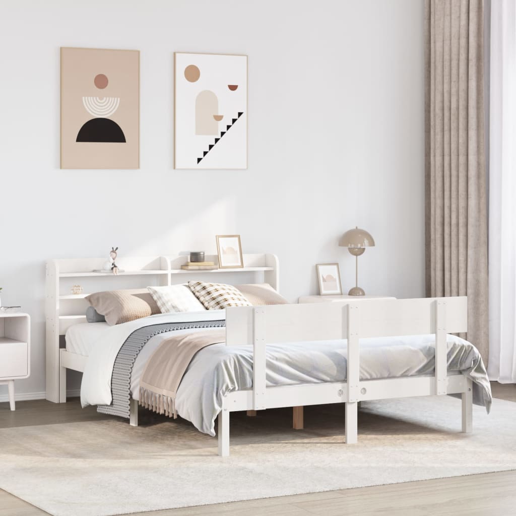 vidaXL Sängynrunko ilman patjaa valkoinen 160x200 cm täysi mänty