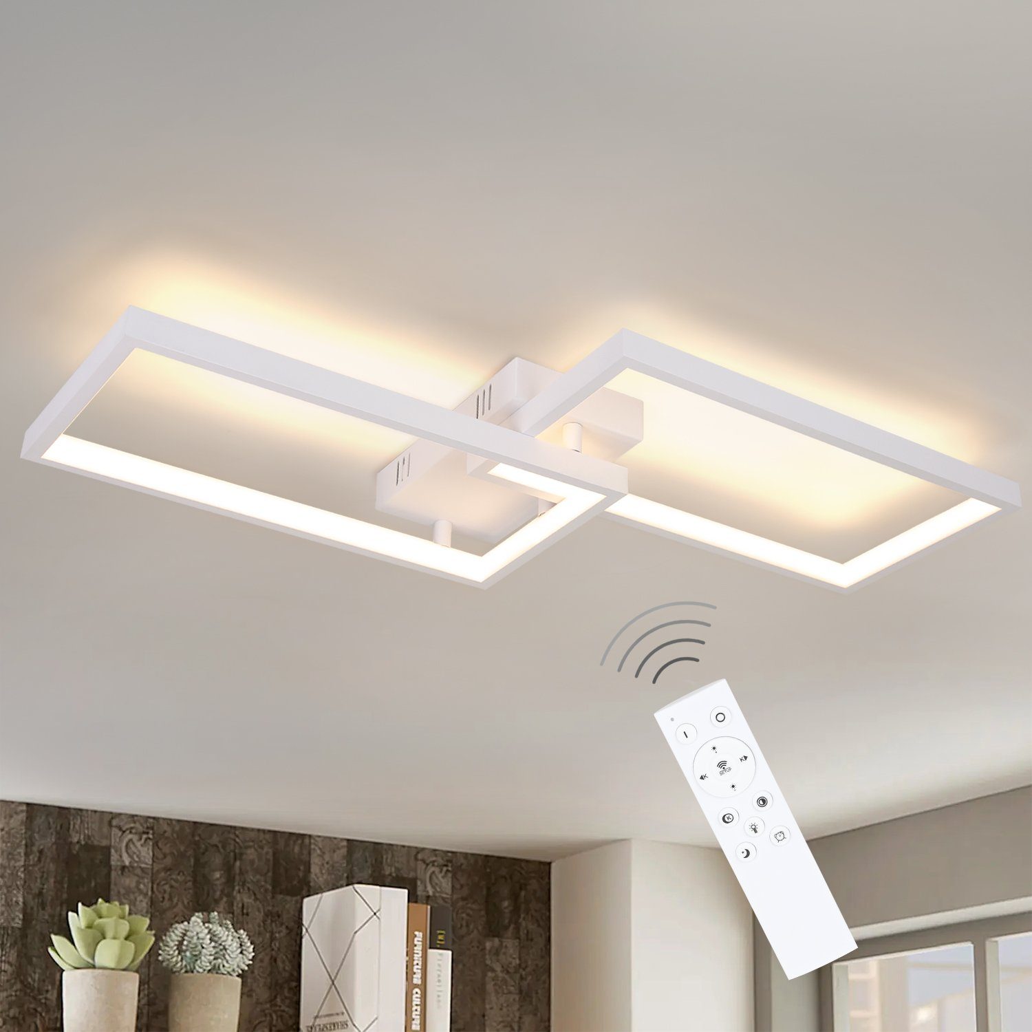 NETTLIFE himmennettävä 40W led-kattovalaisin metallivalkoinen moderni kaukosäätimellä